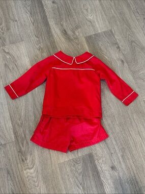 Kids Red Two-Piece Pajama Set with White Piping